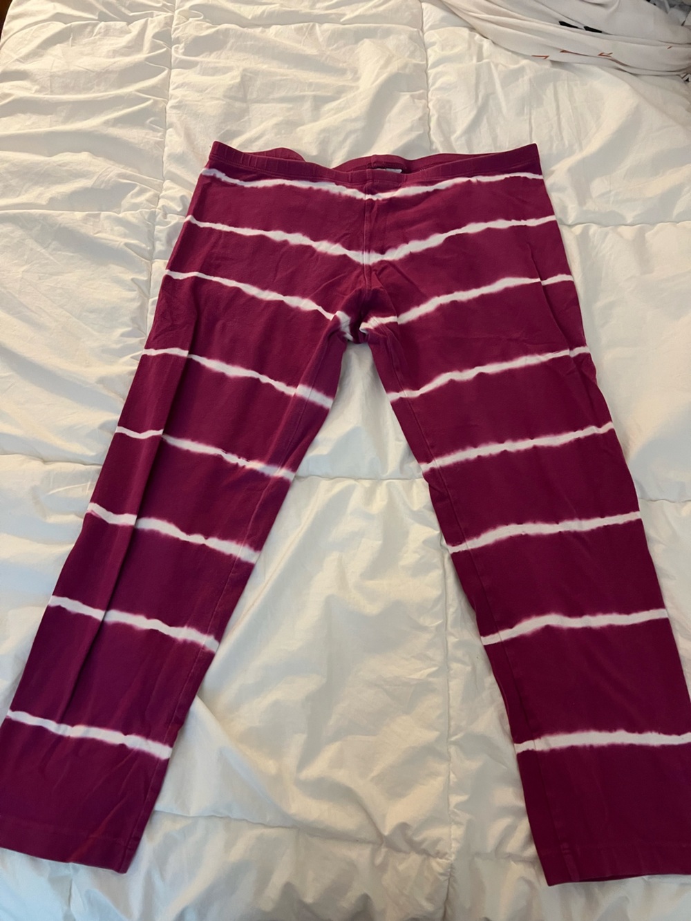 Hard Tail Pink and White Striped Tie-Dye Leggings